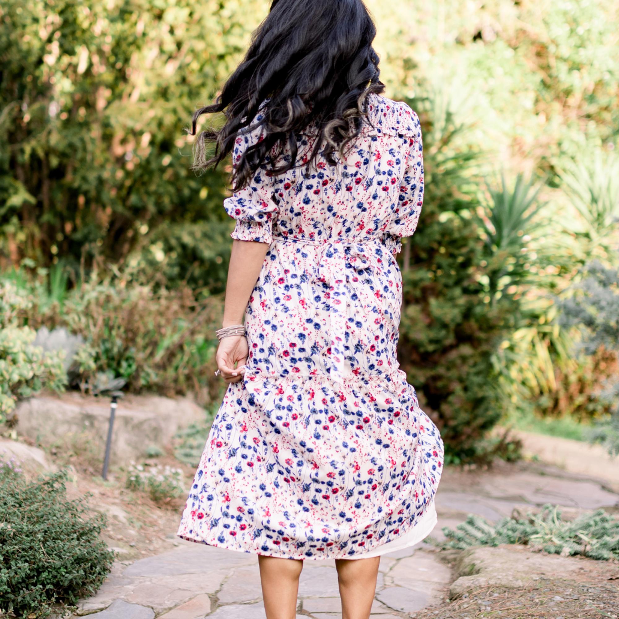 Chloe Women Smocked Floral Midi Dress SALE