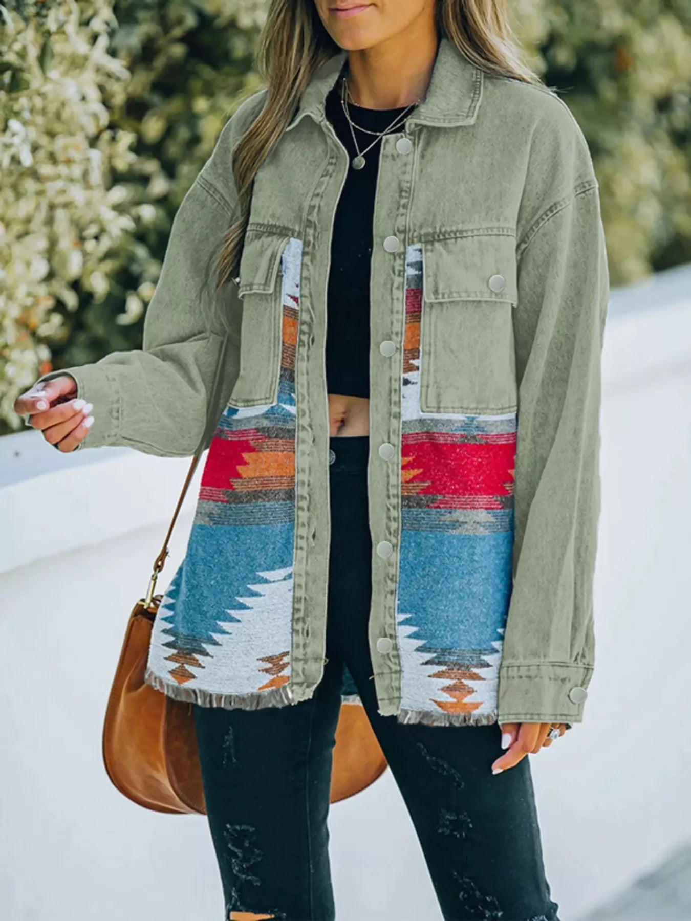 Aztec Print Button Up Jacket