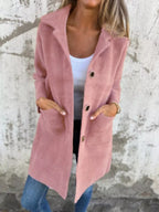 Full Size Button-Down Long Sleeve Longline Coat Plus Size