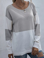 Color Block Round Neck Sweater