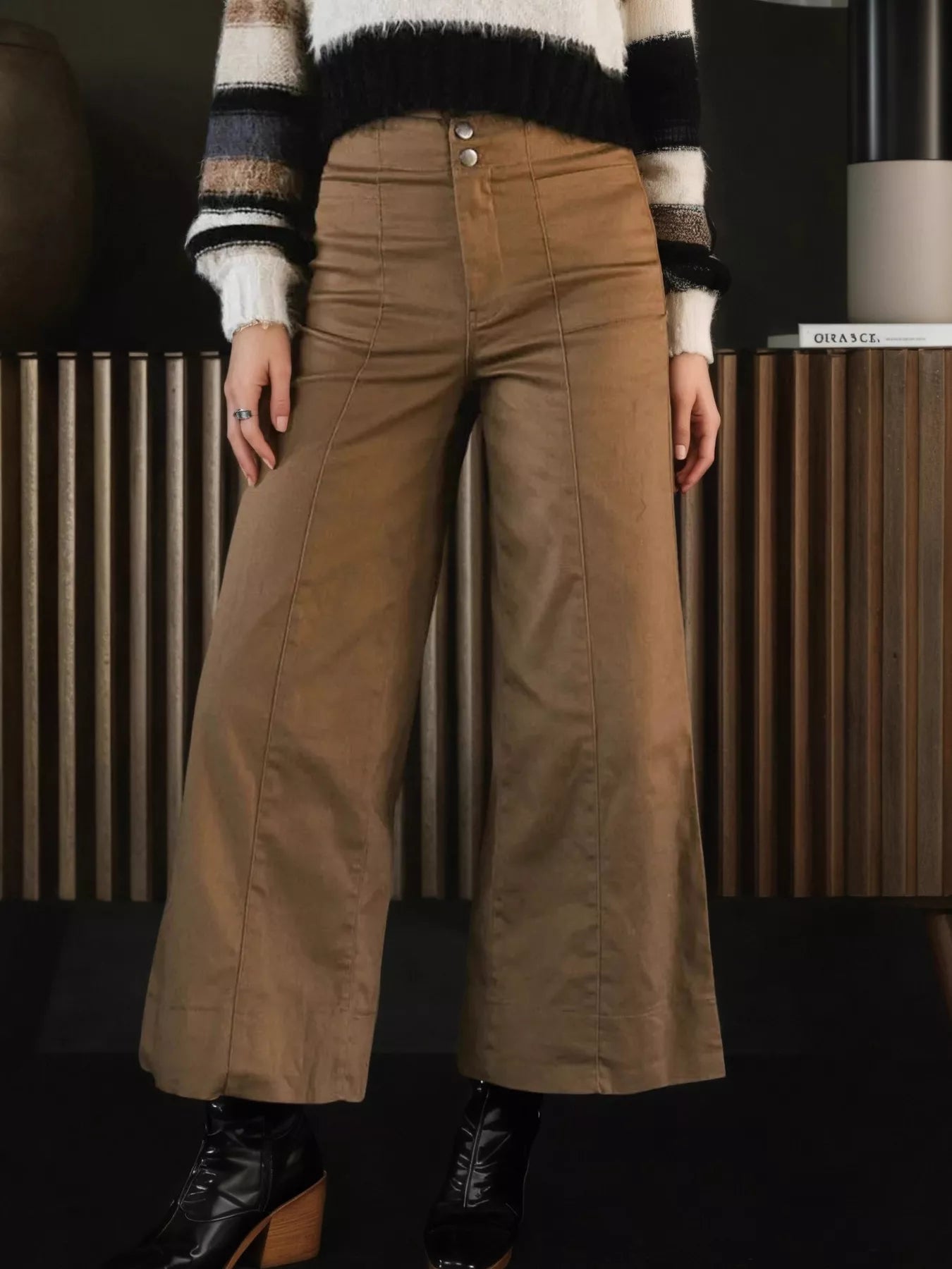 High-Waisted Wide Leg Cropped Pants