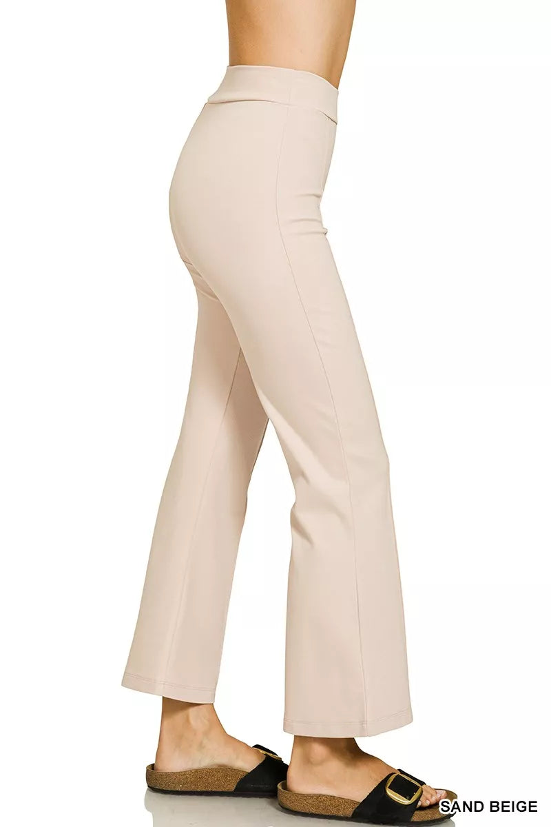 Zenana Heavy Ponte Elastic Waistband Pintuck Pants