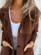 Full Size Button-Down Long Sleeve Longline Coat Plus Size