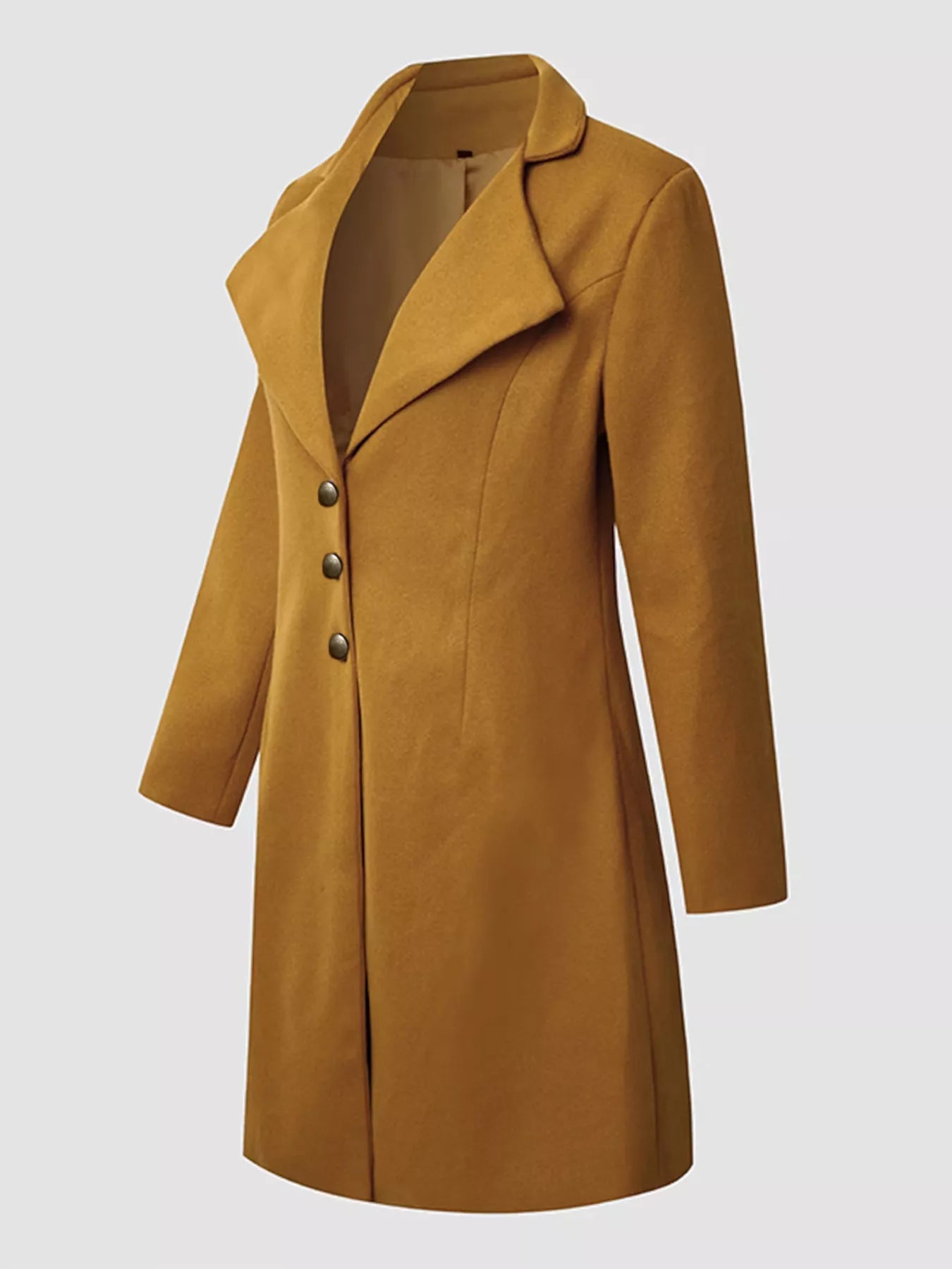 Full Size Single-Breasted Long Sleeve Overcoat Plus Size