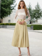 High-Waisted Pleated Wide-Leg Cropped Pants