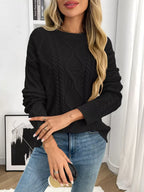 Cable Knit Round Neck Sweater