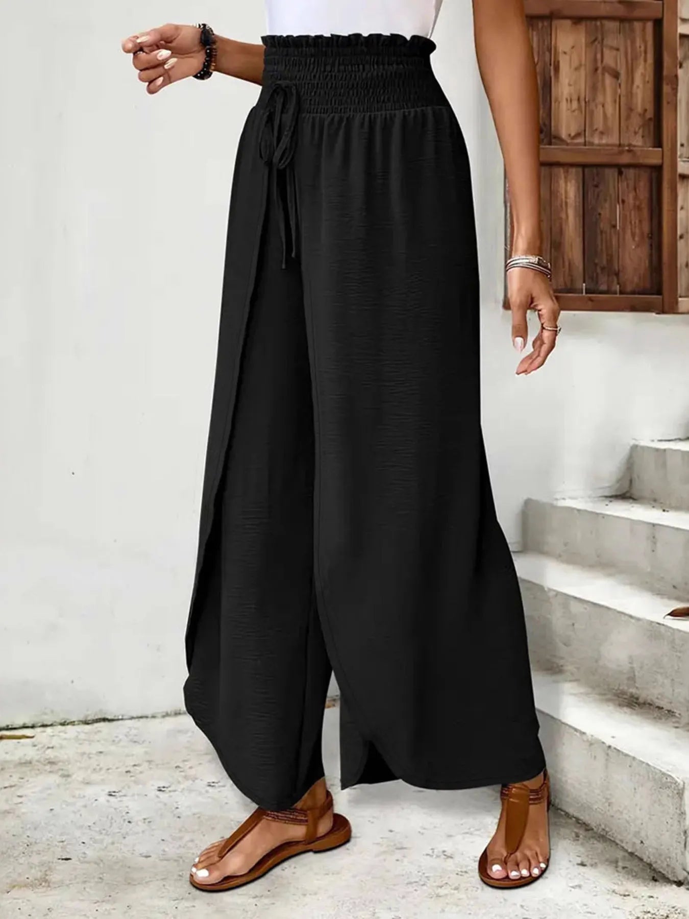 High-Waisted Side Slit Pants
