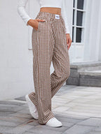 Plaid Wide Leg Casual Pants