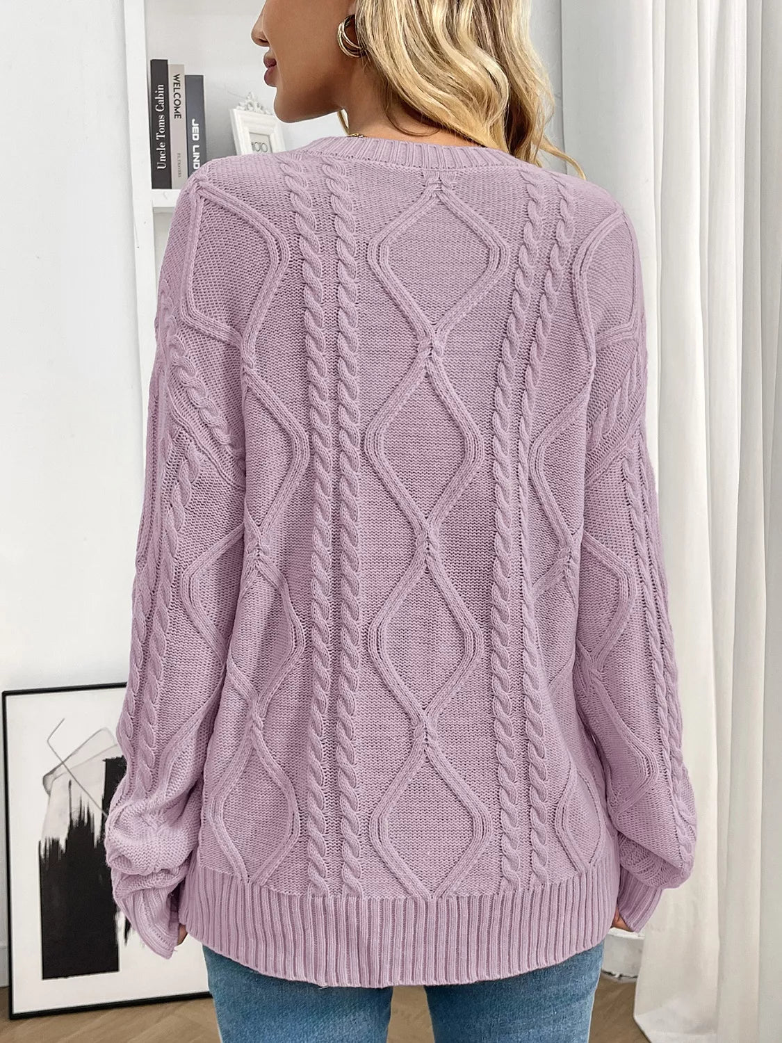 Cable Knit Round Neck Sweater