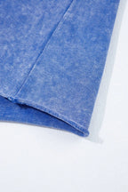 Acid Wash Star Patched Rolled Trim Top and Pants Set