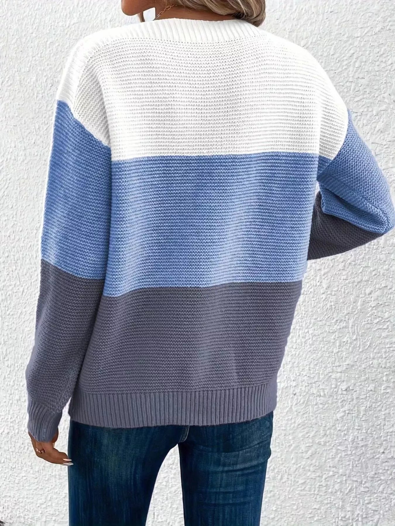 Color Block Long Sleeve Sweater