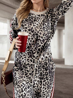 Stripe Leopard Print Top and Pants Set