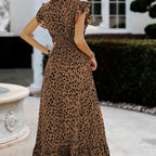 Love Kuza Ruffled Cap Sleeves Surplice Maxi Dress