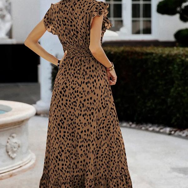 Love Kuza Ruffled Cap Sleeves Surplice Maxi Dress