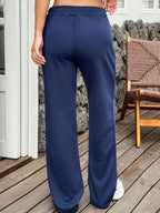 Drawstring Wide Leg Active Pants