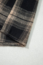 Plaid Double Flap Pocket Brushed Shacket