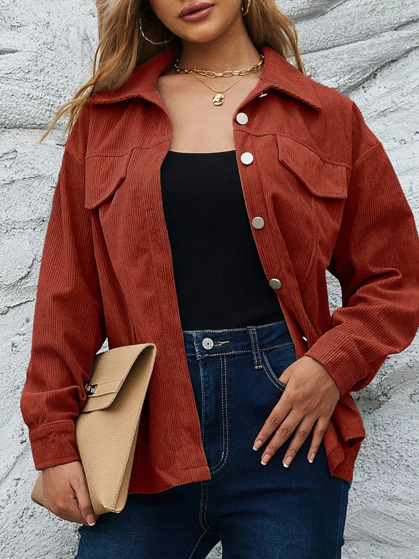Casual Corduroy Button-Down Jacket