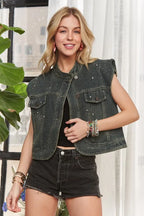 ADORA Sleeveless Button Down Denim Jacket