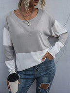 Color Block Round Neck Sweater