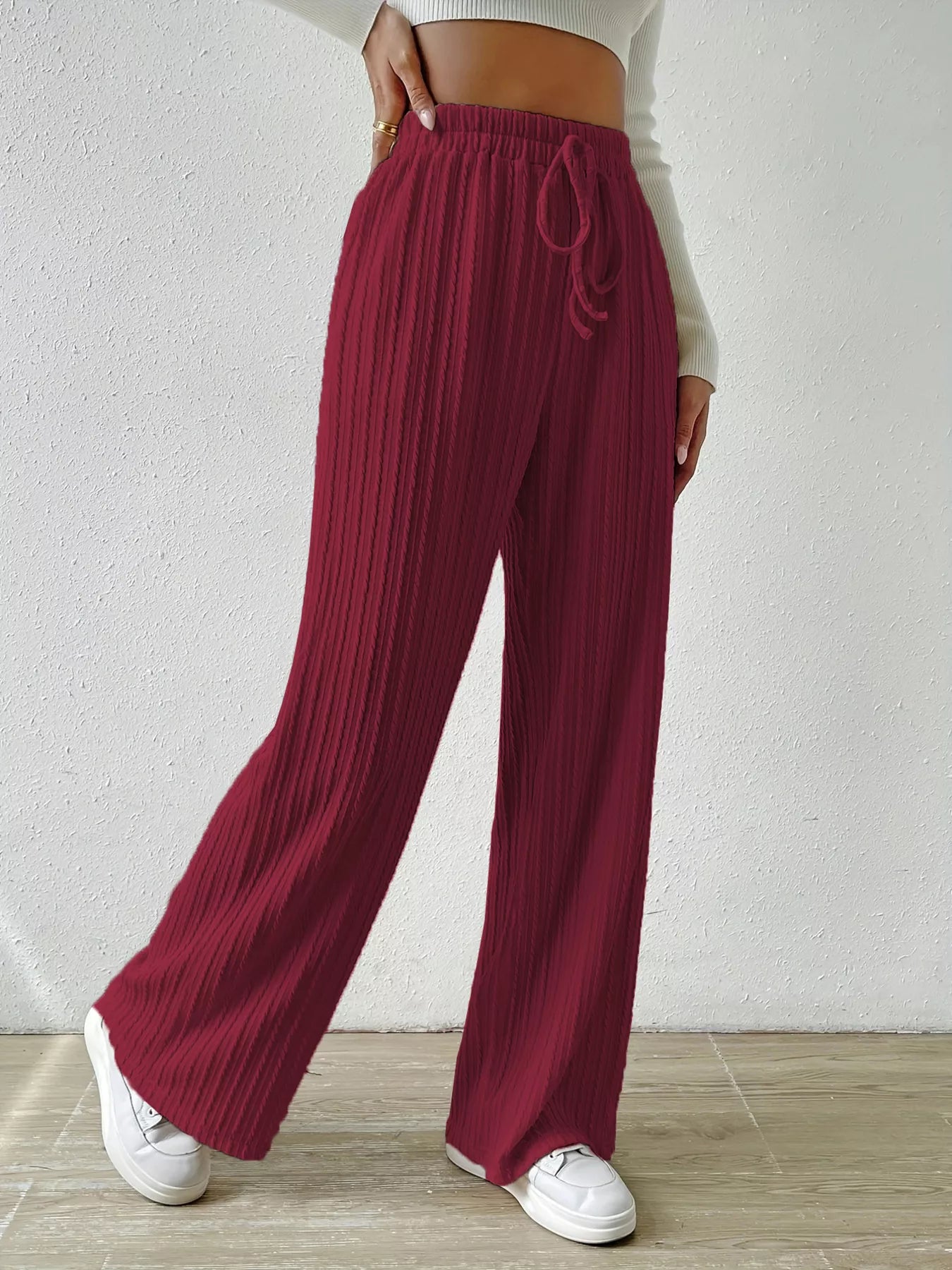Drawstring Wide Leg Pants