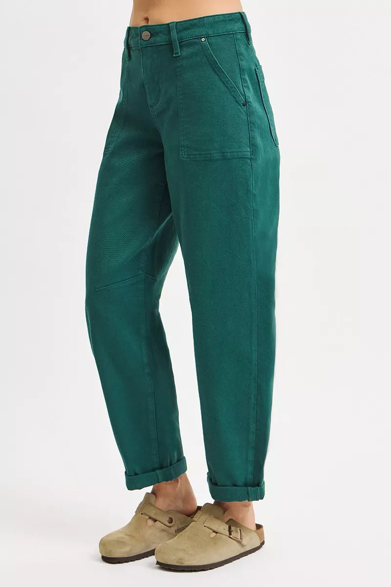 RISEN High Rise Ankle Cuffed Barrel Pants