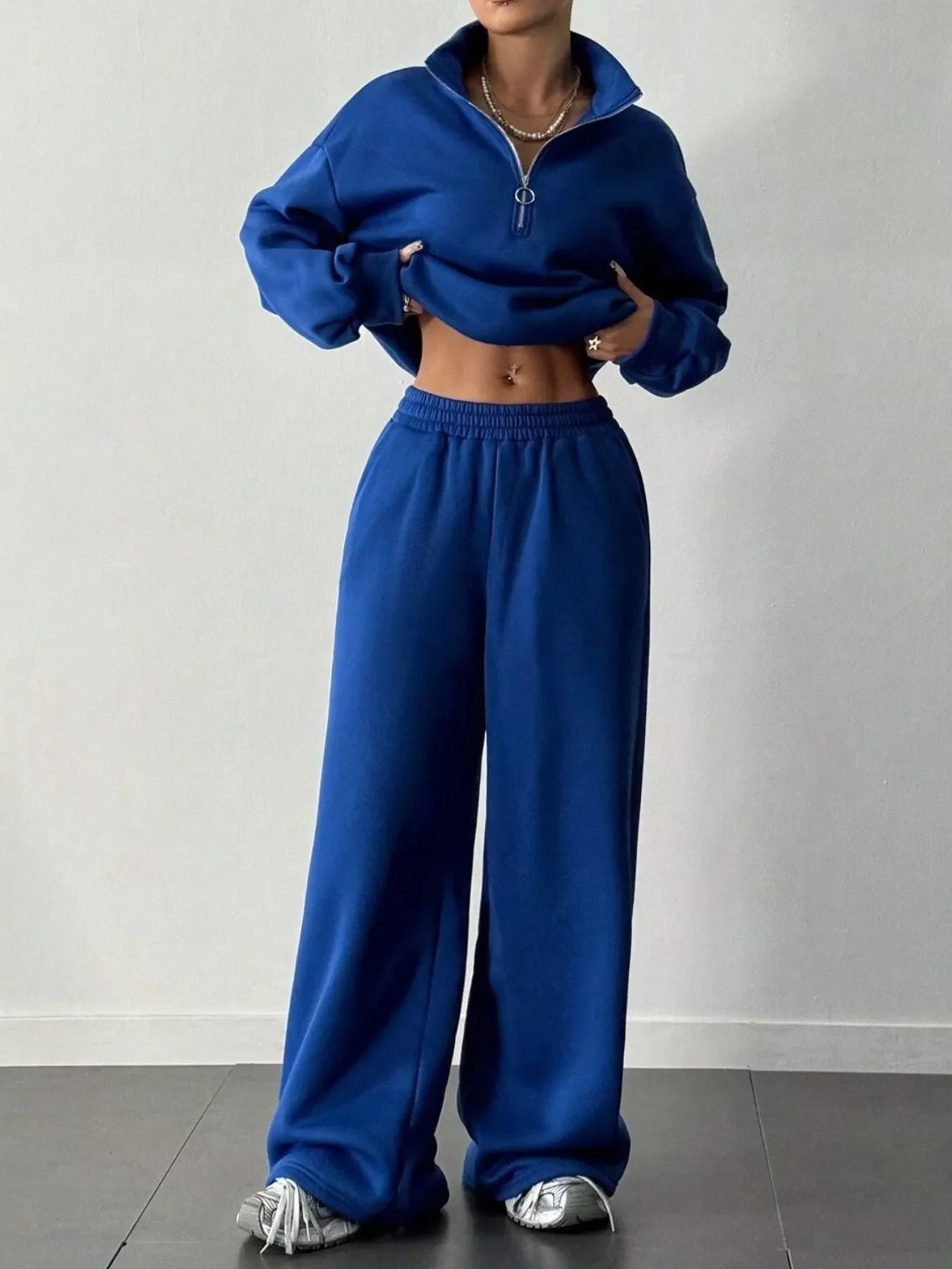 Half-Zip Long Sleeve Sweatshirt and Pants Set