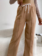 Wide Leg Drawstring Casual Pants