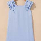 Abigail Textured Flutter Sleeve Bow Back Mini Dress