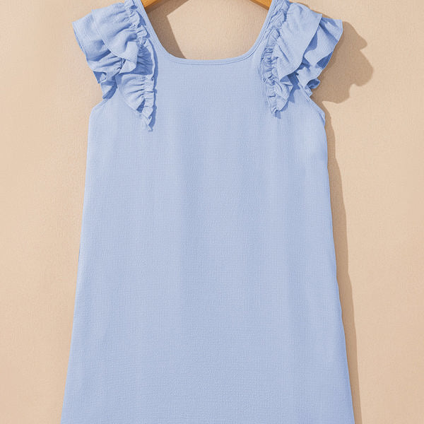 Abigail Textured Flutter Sleeve Bow Back Mini Dress
