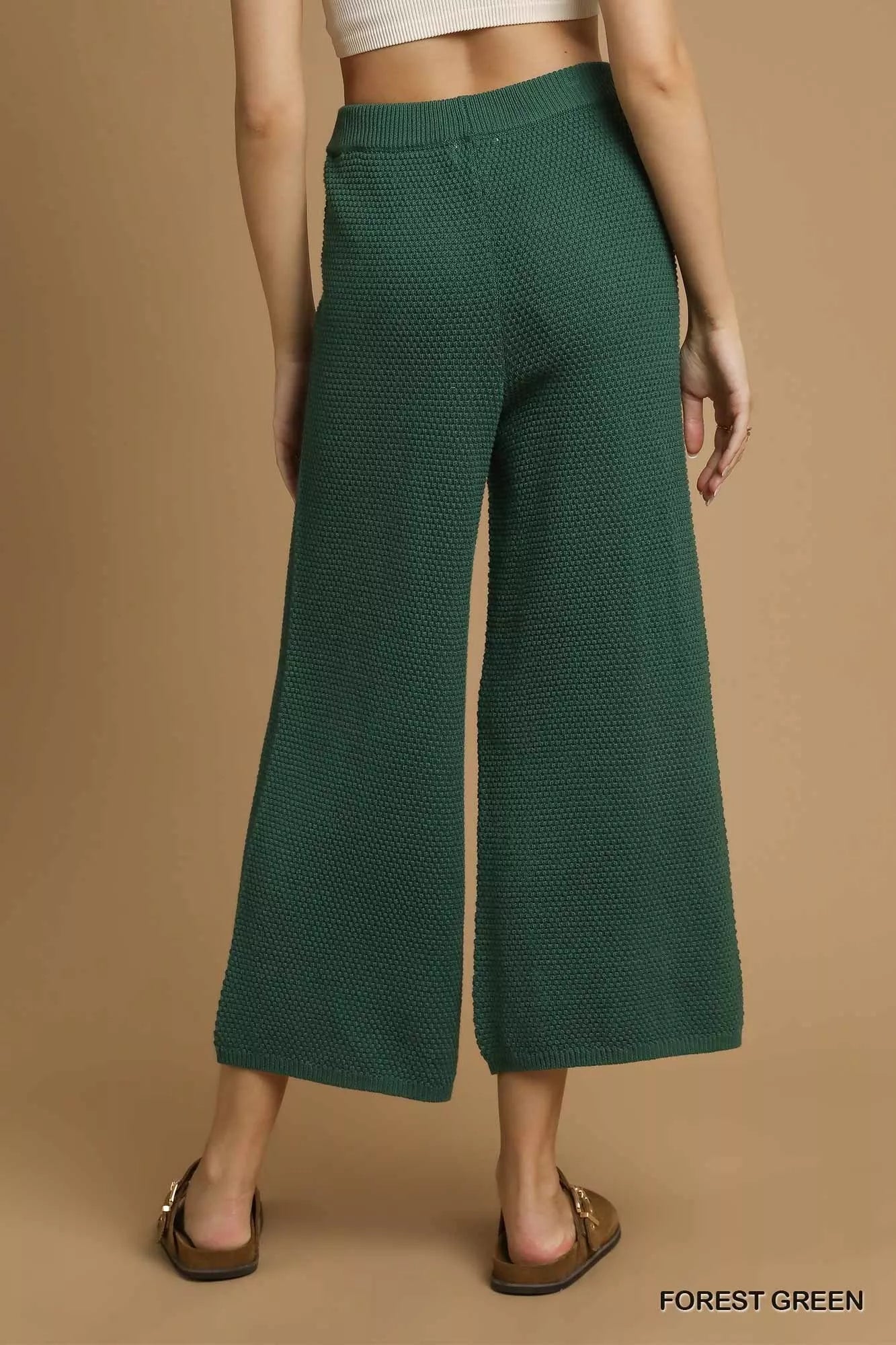 Umgee Textured Knit Wide Leg Pants