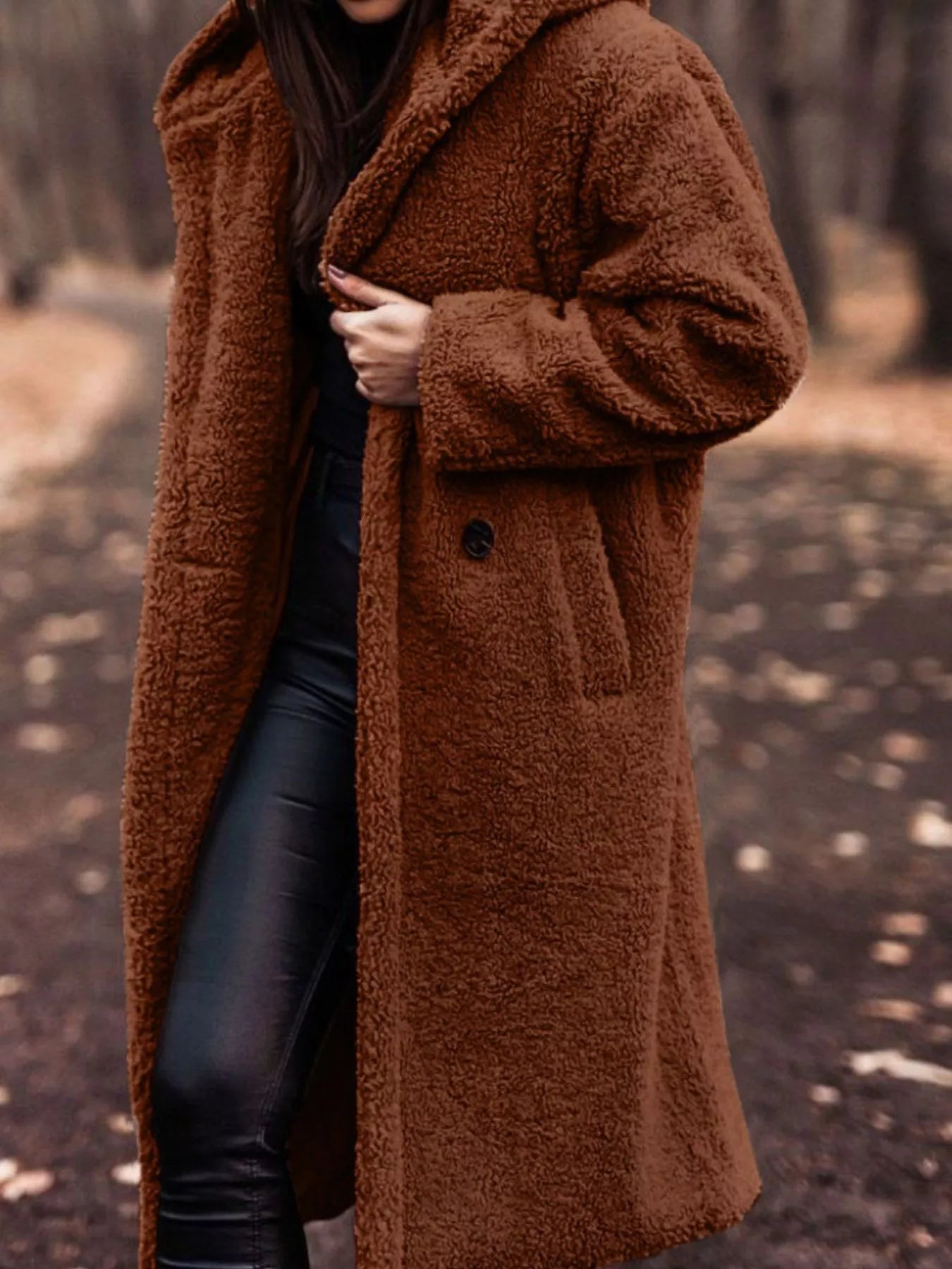 Teddy Bear Hooded Longline Outerwear
