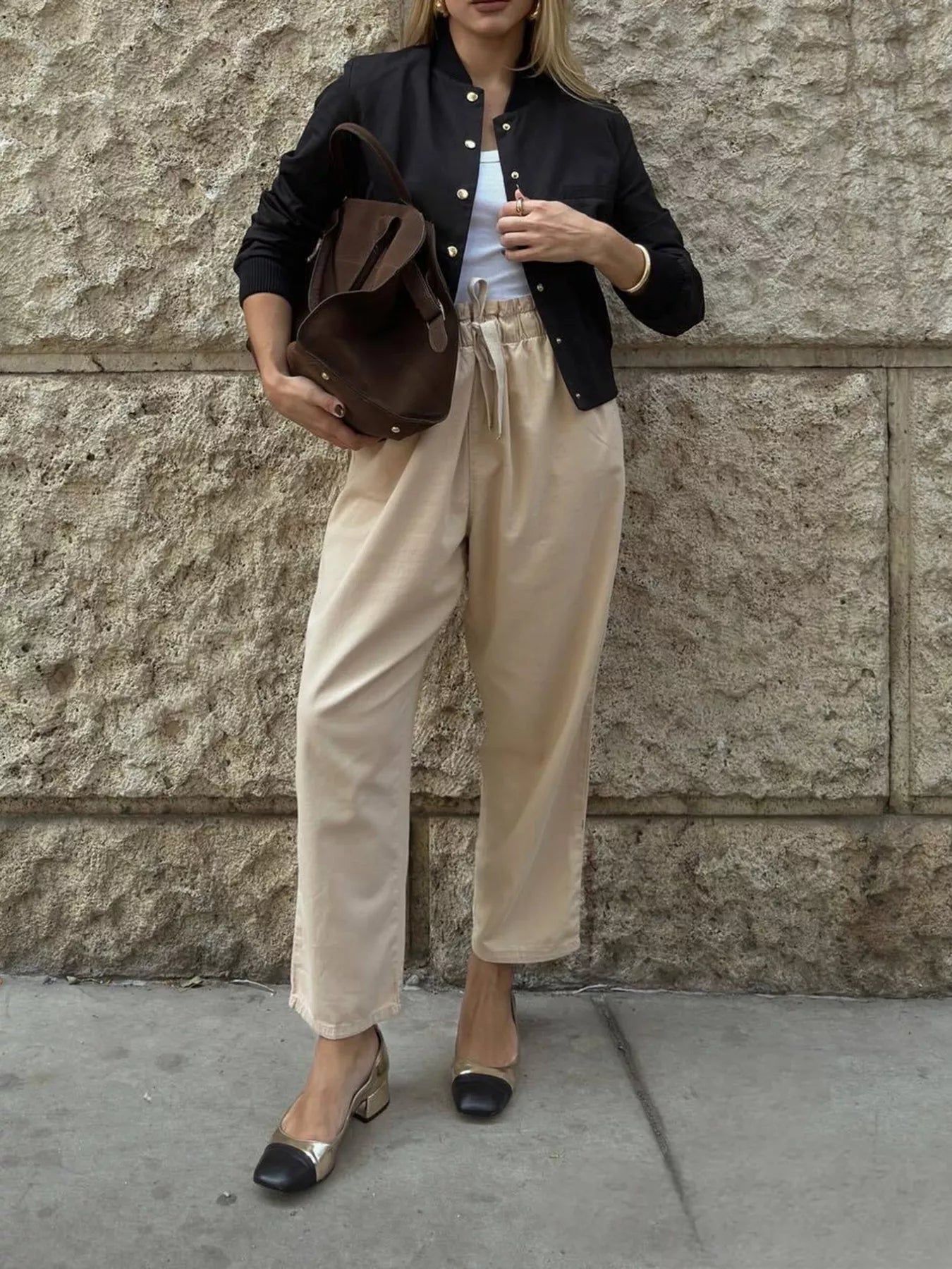 Snap Down Cropped Bomber Jacket