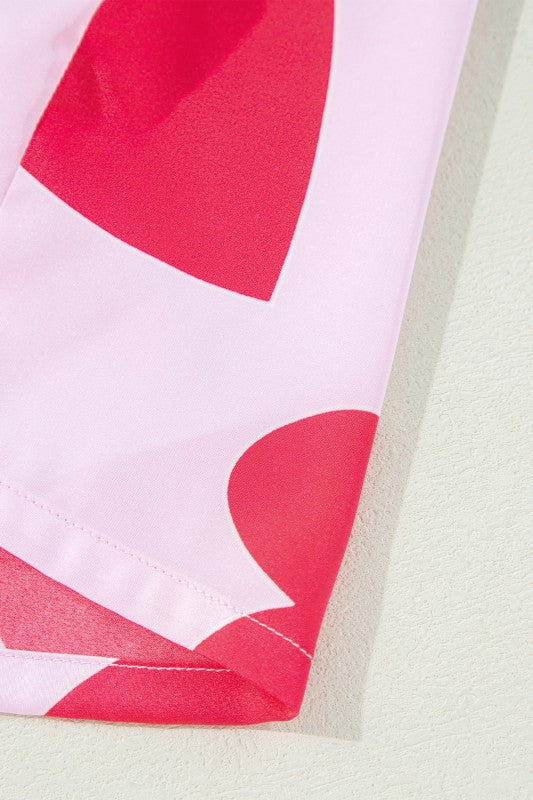 Heart Valentines Short Sleeve Pants Pajamas Set