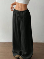 Wide Leg Drawstring Casual Pants