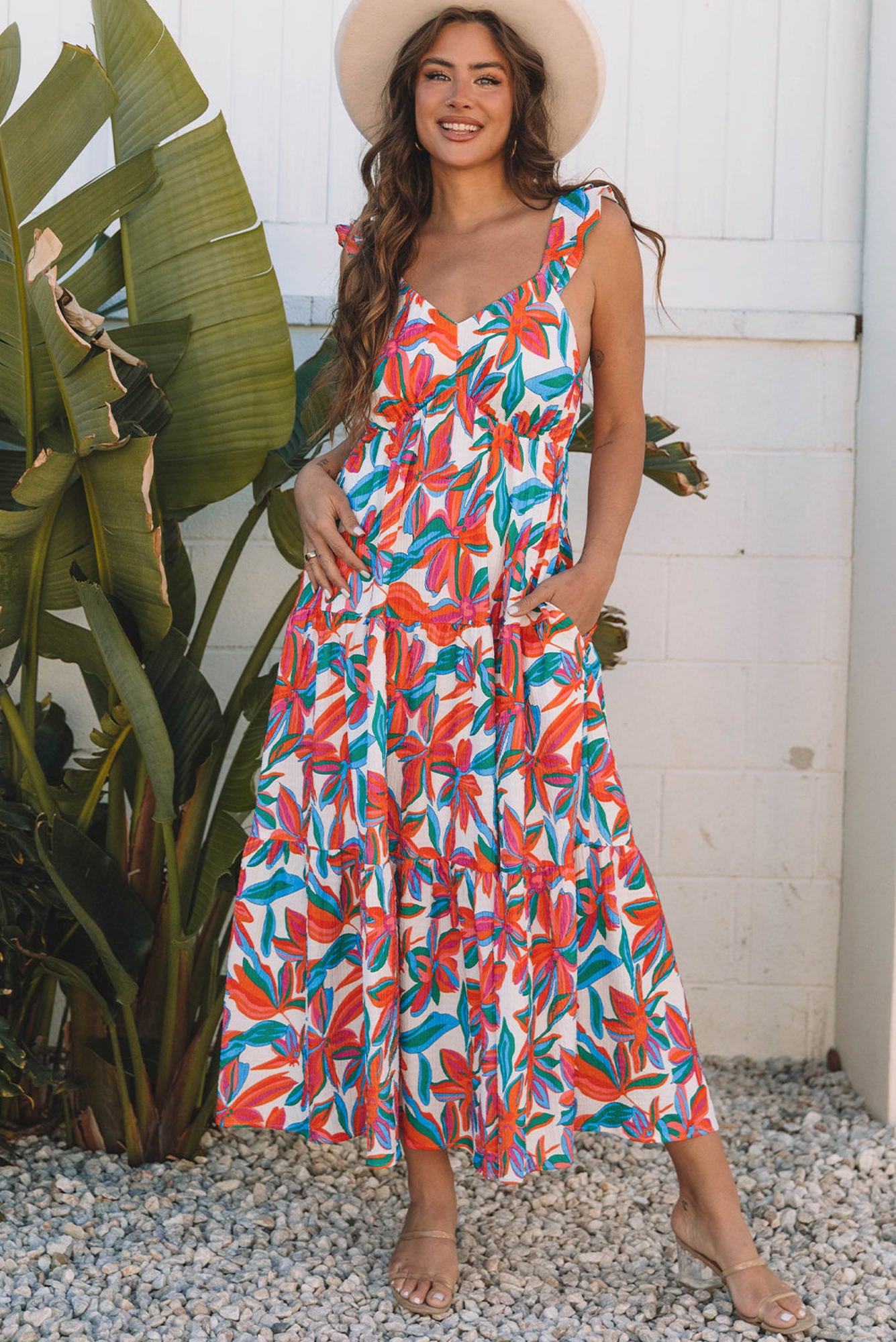 Alice Boho Floral Ruffled Strap Maxi Dress