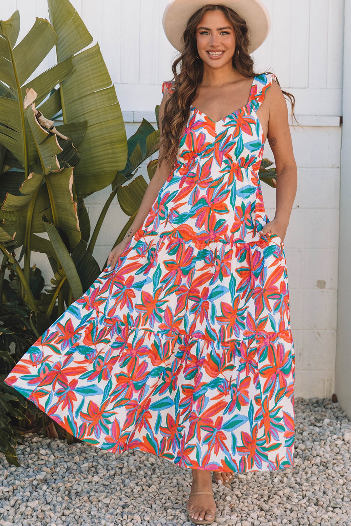 Alice Boho Floral Ruffled Strap Maxi Dress