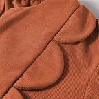 Alyssa Split Neck Scallop Detail Pleated Corduroy Mini Dress