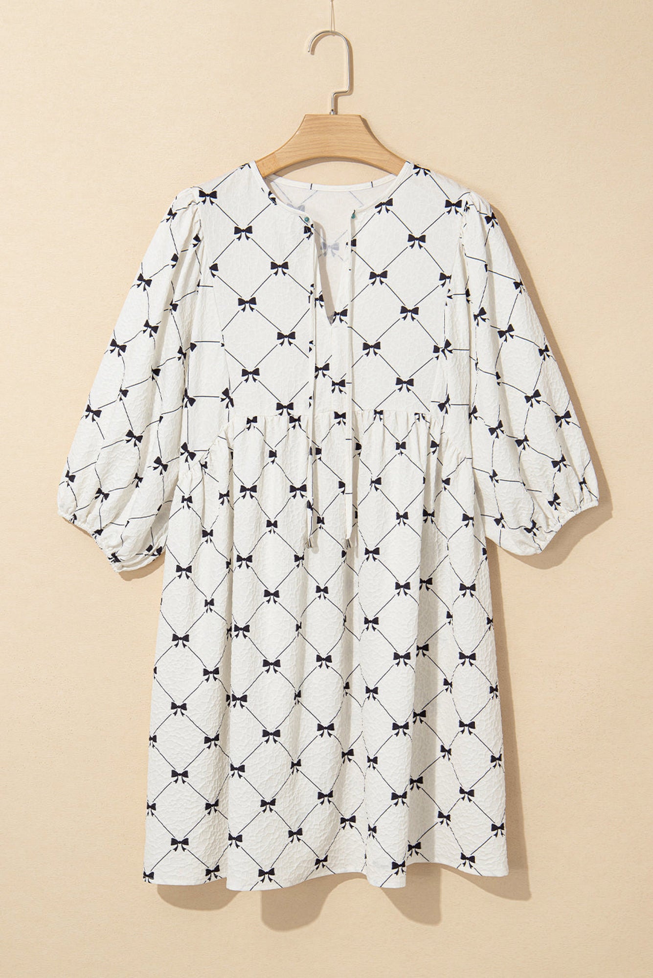 Amber Textured Puff Half Sleeve Loose Mini Dress