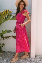 Arisbeth Stripe Flutter Sleeve Maxi Dress