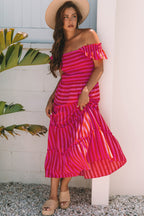 Arisbeth Stripe Flutter Sleeve Maxi Dress