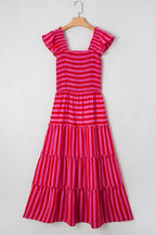 Arisbeth Stripe Flutter Sleeve Maxi Dress