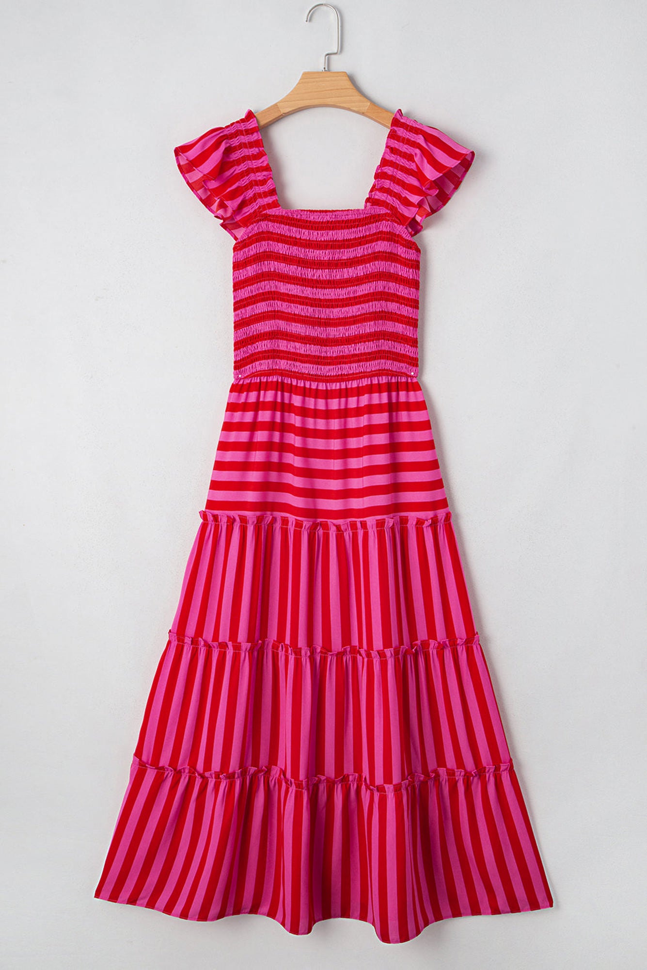 Arisbeth Stripe Flutter Sleeve Maxi Dress