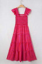 Arisbeth Stripe Flutter Sleeve Maxi Dress