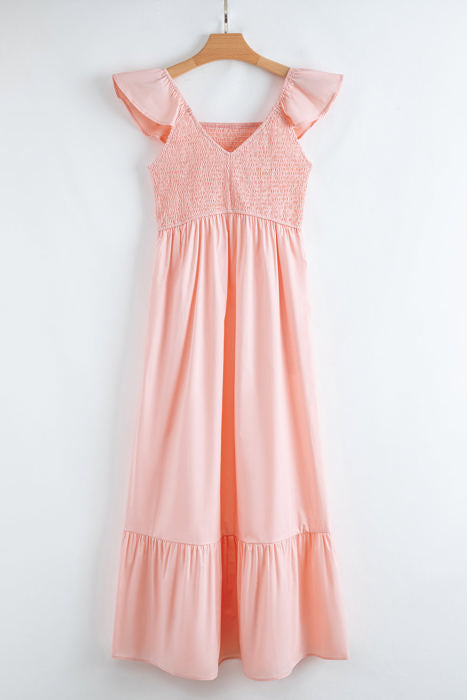 Ashlyn Flutter Sleeve Smocked Bodice Maxi Dress