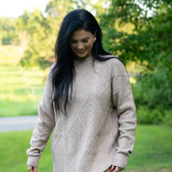 Aura Cable Knit Sweater Dress