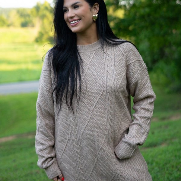 Aura Cable Knit Sweater Dress