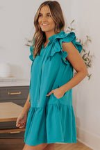 Azalea Tiered Ruffled Sleeves Mini Dress with Pockets