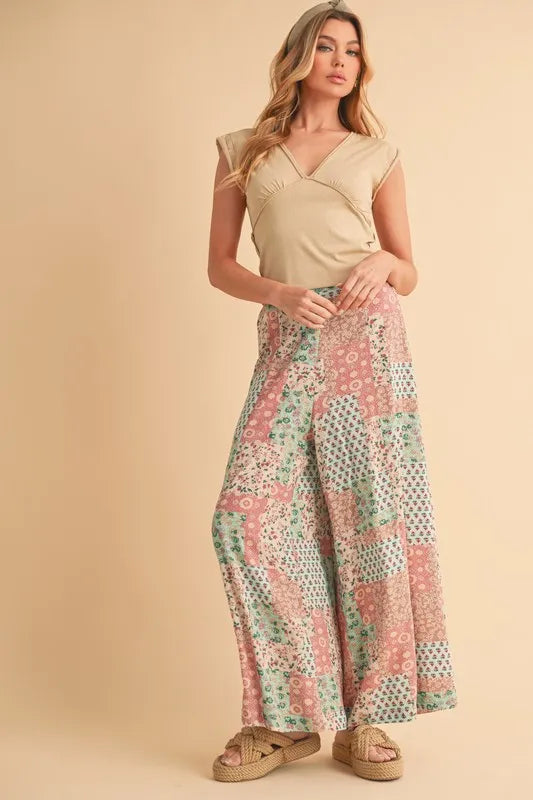 Aemi+Co Printed Wide Leg Pants
