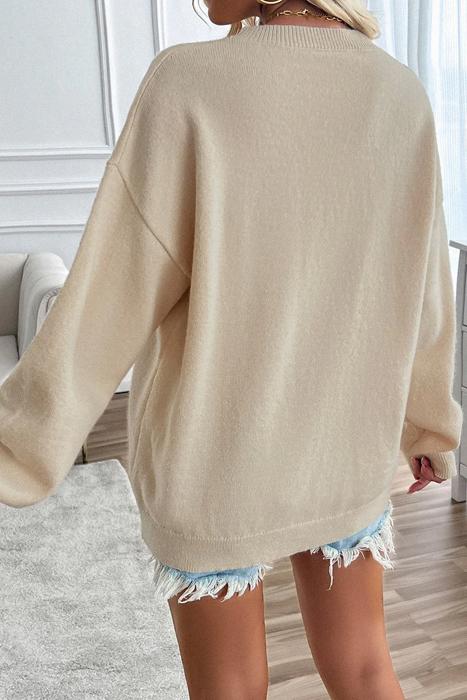 Love Kuza Patriotic Charm Long Sleeves Oversized Sweater