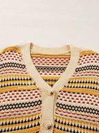 Vintage Patterned Button-Down Cardigan